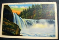 Beautiful Cumberland Falls, Southeastern Ky., used linen postcard, about 1941