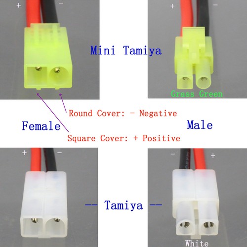 5 Pack: 5 Pairs Tamiya Male / Female Connectors / Adapters with 10CM 14awg Wire - Picture 3 of 3