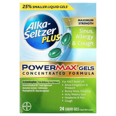 Alka-Seltzer Plus Powermax Severe Sinus Allergy&Cough Medicine Liquid Gels 24 Ct