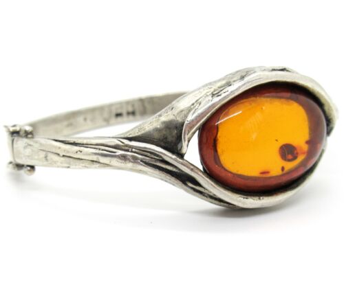 PERLI Armreif 835er Silber Bernstein 60s 70s Vintage Silver Bracelet Amber - Bild 2 von 5
