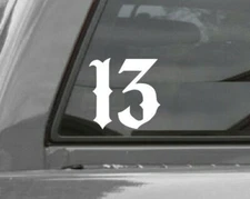 Lucky Number 13 Vinyl Car Window Decal Sticker