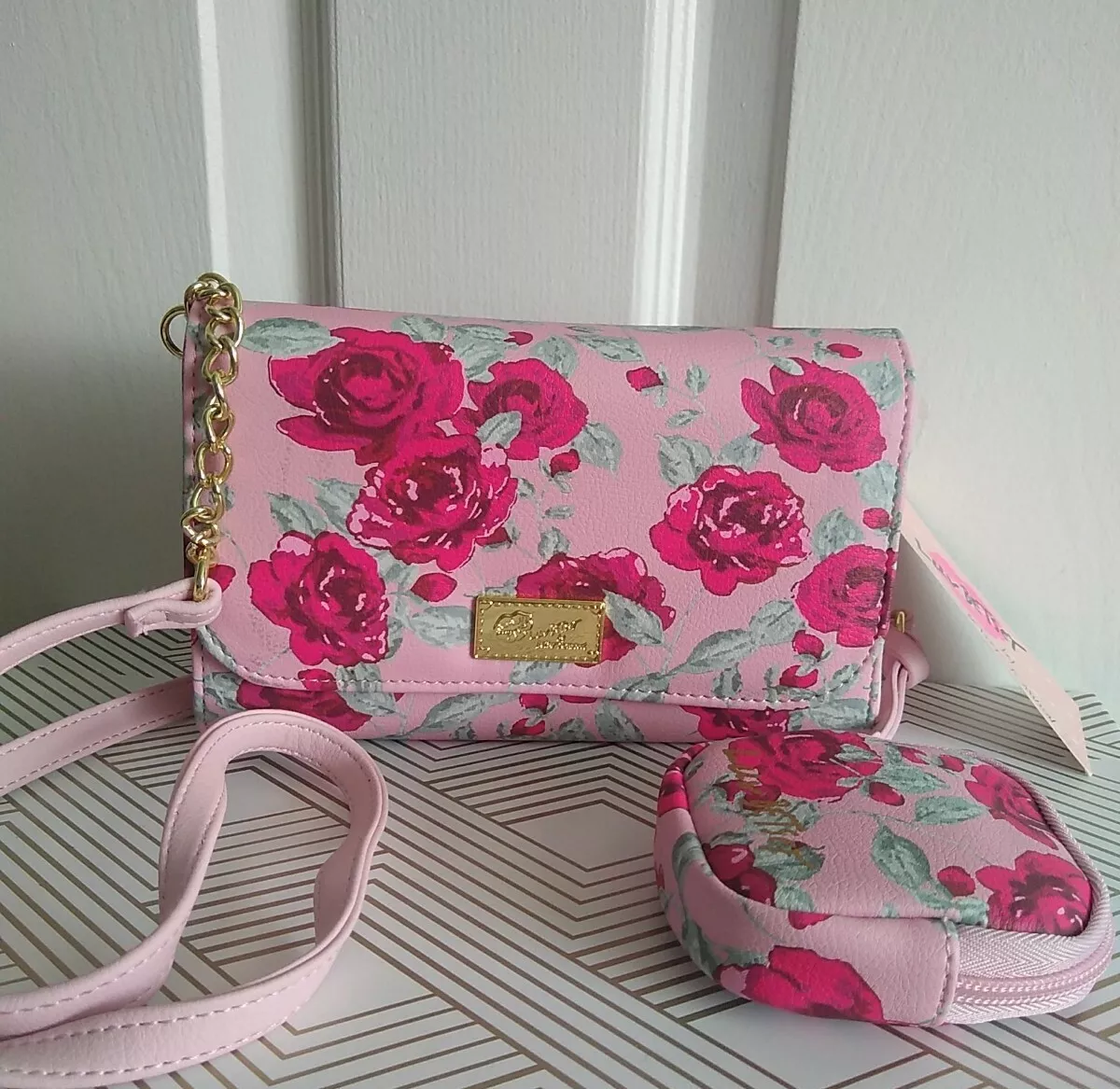 Betsey Johnson Crossbody Mini Satchel Bag Purse Quilted Hearts NWT | eBay