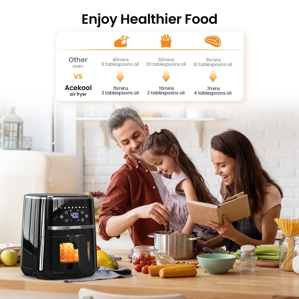 5QT Digital Air Fryer Toaster Oven Combo with 8 Cooking Functions