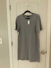 NWT Banana Republic Women’s Gray Knit Sweater Dress Pom Pom Trim 