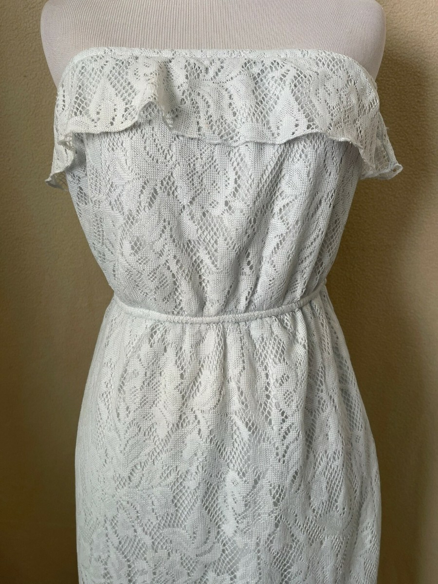 Trixxi White Lace High-Low Strapless Top Ruffle Dress, Size Small Trixxi White Lace High-Low Strapless Top Ruffle Dress, Size Small