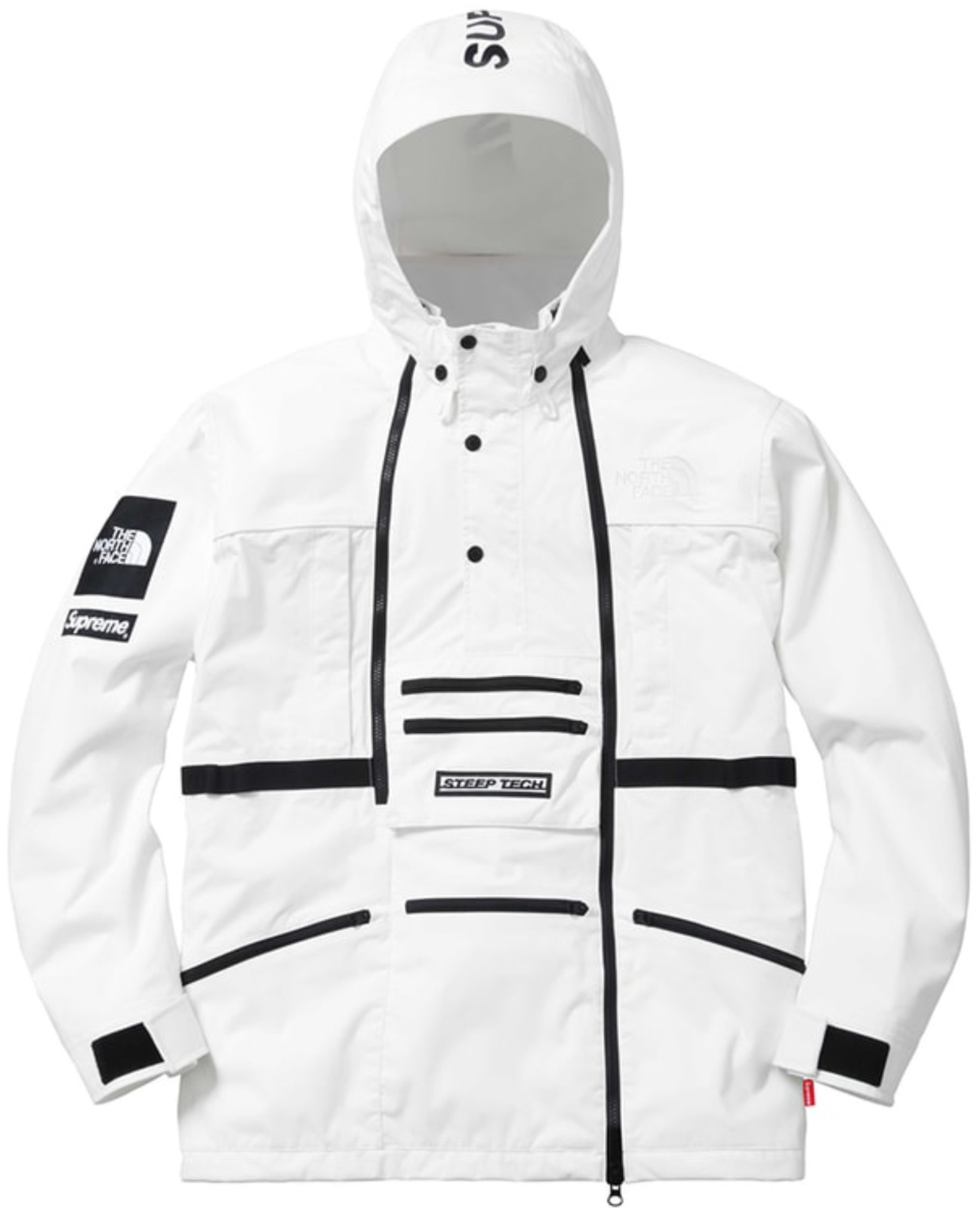 DS RARE SS16 SUPREME x THE NORTH FACE STEEP TECH HOODED JACKET WHITE SZ M TNF