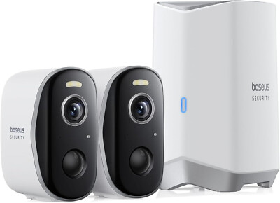 Baseus Non Subscription Security Camera, N1 2-Cam Kit with 2K Clarity, No Monthl
