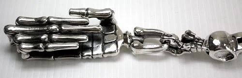 BIG SKULL 925 STERLING SILVER KEYCHAIN WALLET BELT HOLDER MENS BIKER NEW HEAVY - Image 4 of 4
