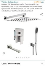 Shower System with Tub Faucet Set Complete with Rainfall Shower 10 inch