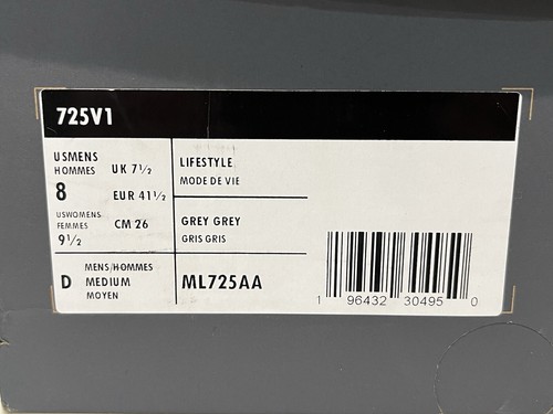 NIB New Balance 725 Raincloud Shoes Sneakers Grey Mens Size 8 ML725AA - Picture 8 of 8
