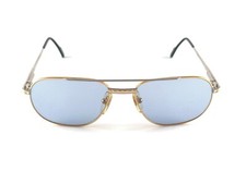 NEW VINTAGE TIFFANY T 396 OVAL GOLD PLATED BLUE LENSES 90'S SUNGLASSES ITALY