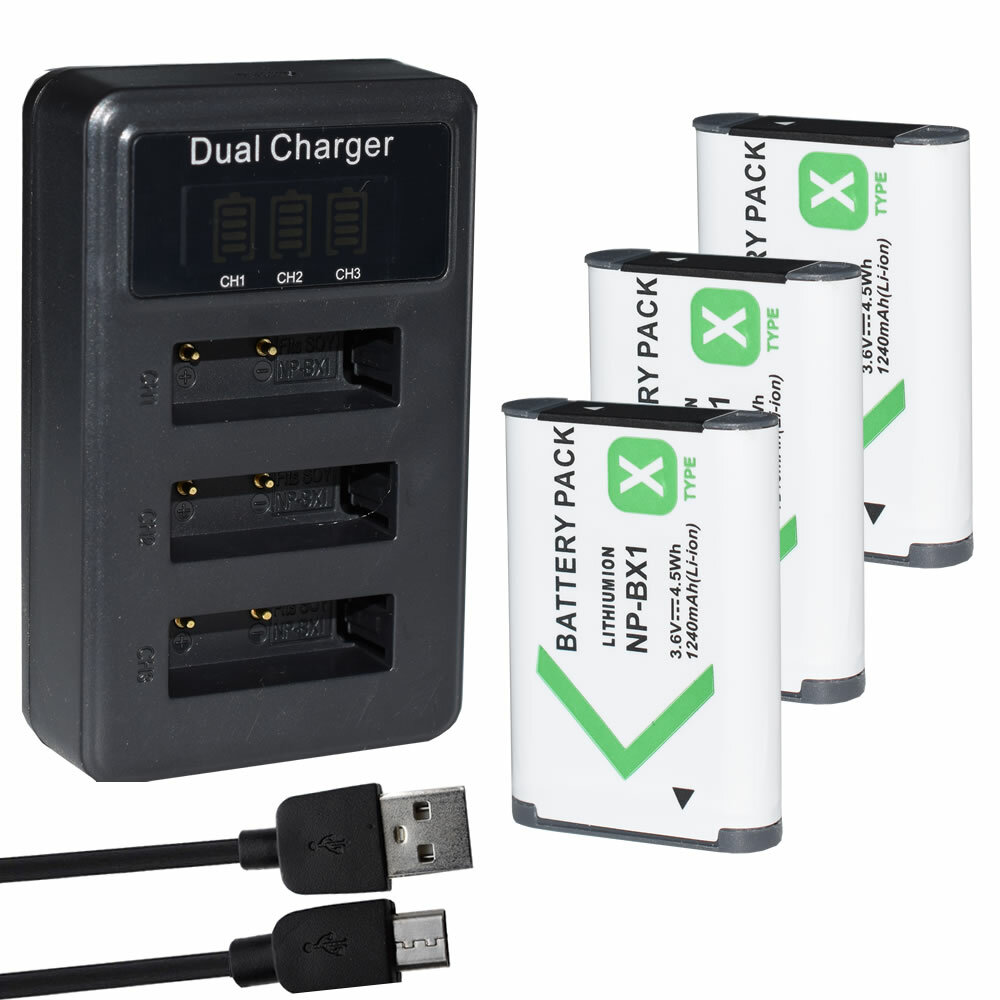 3 Battery +USB Triple Charger for Sony NP-BX1 Cyber-shot DSC 3 Battery +USB Triple Charger for Sony NP-BX1 Cyber-shot DSC