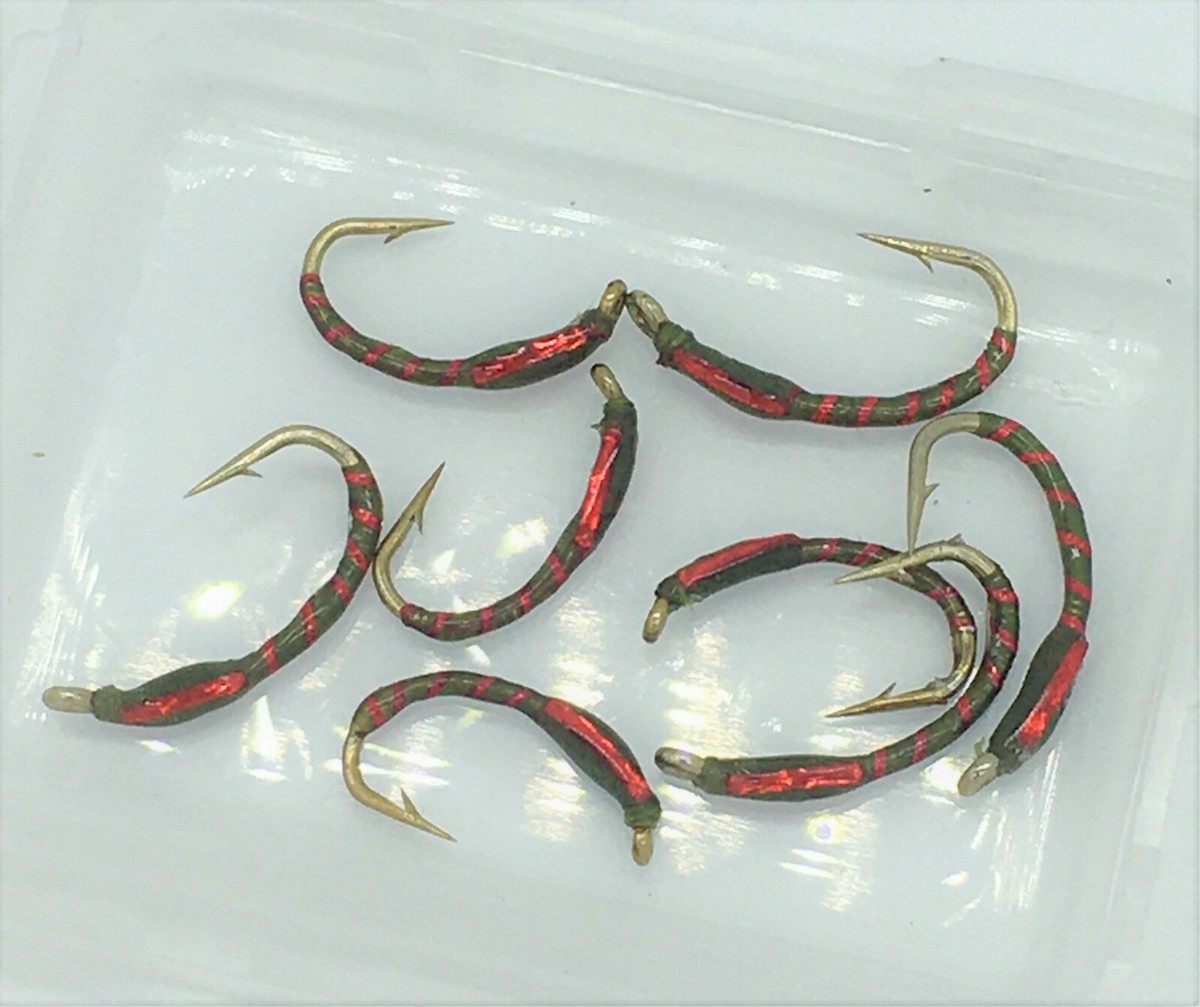 RED EPOXY BUZZERS x8 Holographic Buzzers for Fly Fishing bloodworm  imitation #38