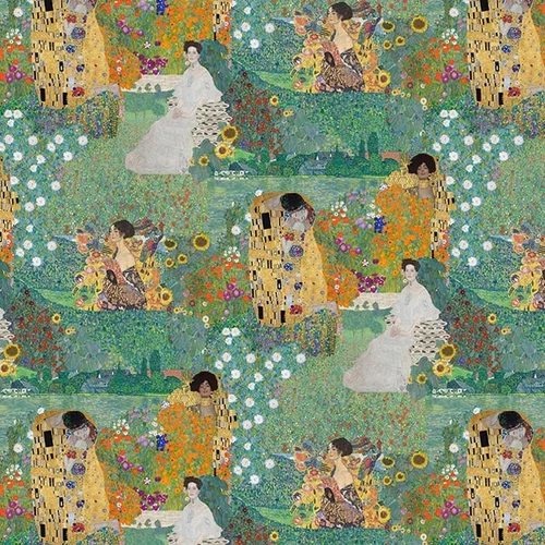 Famous Painting Gustav Klimt Art Patterned Fabric made in Korea by Half Yard