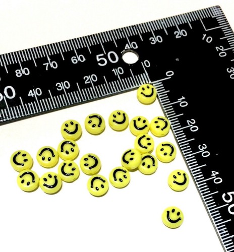 100x Smiling Happy Face 7mm Beads for Jewellery Making - Pick Your Colour - Picture 6 of 13