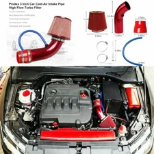 1 Kit Red Performance 3" Universal Car Cold Air Intake Filter Induction Pipe USA