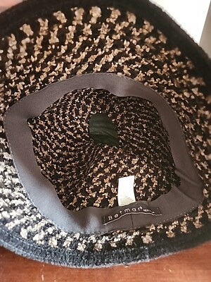 BETMAR NEW YORK CLOCHE HAT BROWN AND BLACK TWEED WITH FLOWER EMBELLISHMENT OS BETMAR New York womens cloche hat Black/brown Tweed Velvet  main image 3