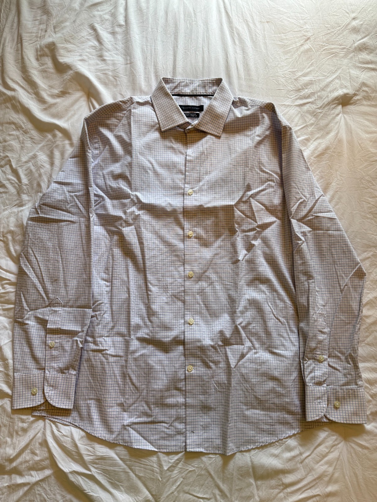 Tommy Hilfiger Men's Slim Fit Button Down Shirt Light Blue & Orange 16.5 32-33