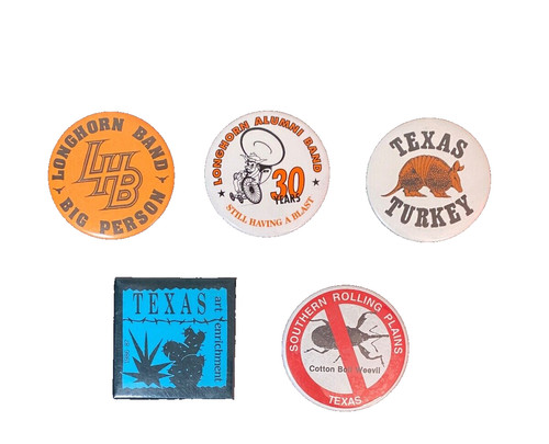 Vintage University Of Texas Longhorn Band Button Pin Lot + Other Texas Buttons