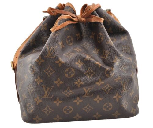 Authentic Louis Vuitton Monogram Petit Noe M42226 Shoulder Drawstring Bag 7283I - Picture 1 of 24