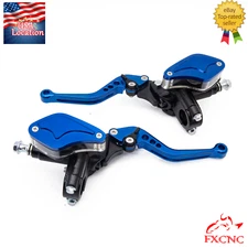 Blue 7/8" 22mm Brake Clutch Lever Hydraulic Master Cylinder Pump Universal Set