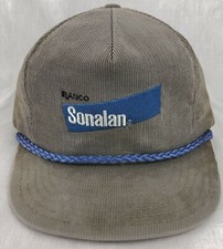 Elanco Sonalan SnapBack Trucker Corduroy Hat Cap USA Gray Farm Rope Vintage