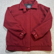 Vintage The Woolrich Woman Wool Jacket L Made In USA Red Zip Chore Coat