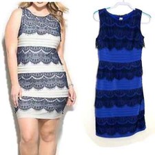 Sangria Blue with Black Lace Overlay Dress