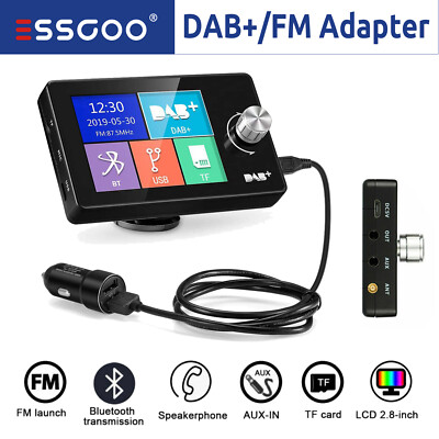 ESSGOO DAB+ Adapter Bluetooth AUX FM Transmitter EmpfäNger 2.8'' TFT Antenne