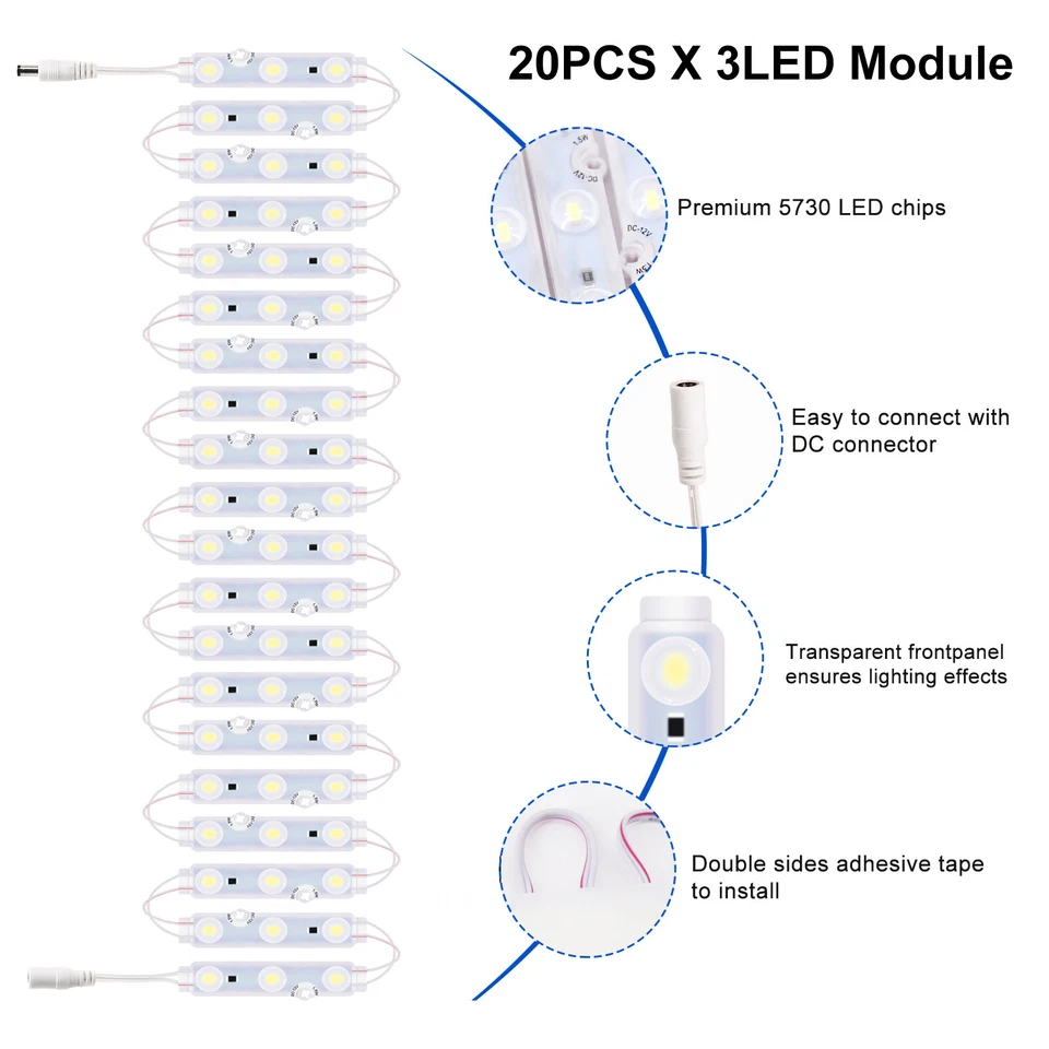 20~2000Pcs Super Bright Waterproof 5730 SMD 3 LED Module Light Letter Sign Lamp - Image 3 of 4