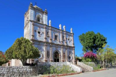 Wandbild: Old Franciscan Church, Mission San Ignacio Kadakaaman, in San [...]