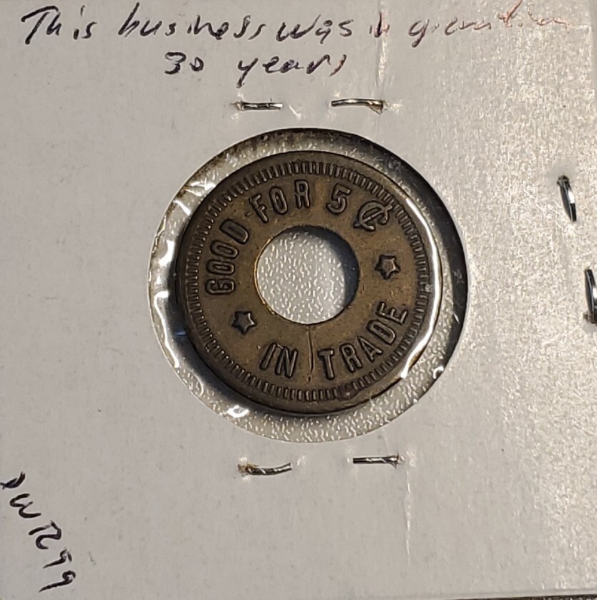 Holyoke, CO Trade Token: J.L. Kinch GF 5¢ In Trade TC-316112