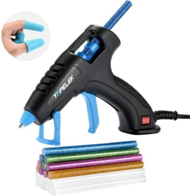 TOPELEK Hot Glue Gun, 30W Glue Gun Kit, 3 Finger Protectors, 20pcs Glue Sticks