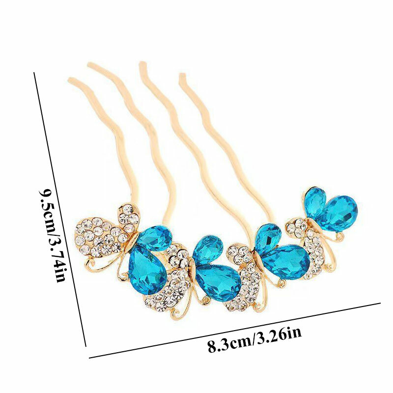LOHGOU Strass-Schmetterling Haarkämme – 2 Stück, Mit Langen Zähnen, Für Hochzeit, Party & Alltag (A-Grau)