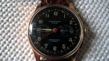 CHRONOGRAPH GOLD 18K MILITARY CHRONOGRAPH GOLD MOV. LANDERON BLACK DIAL  
