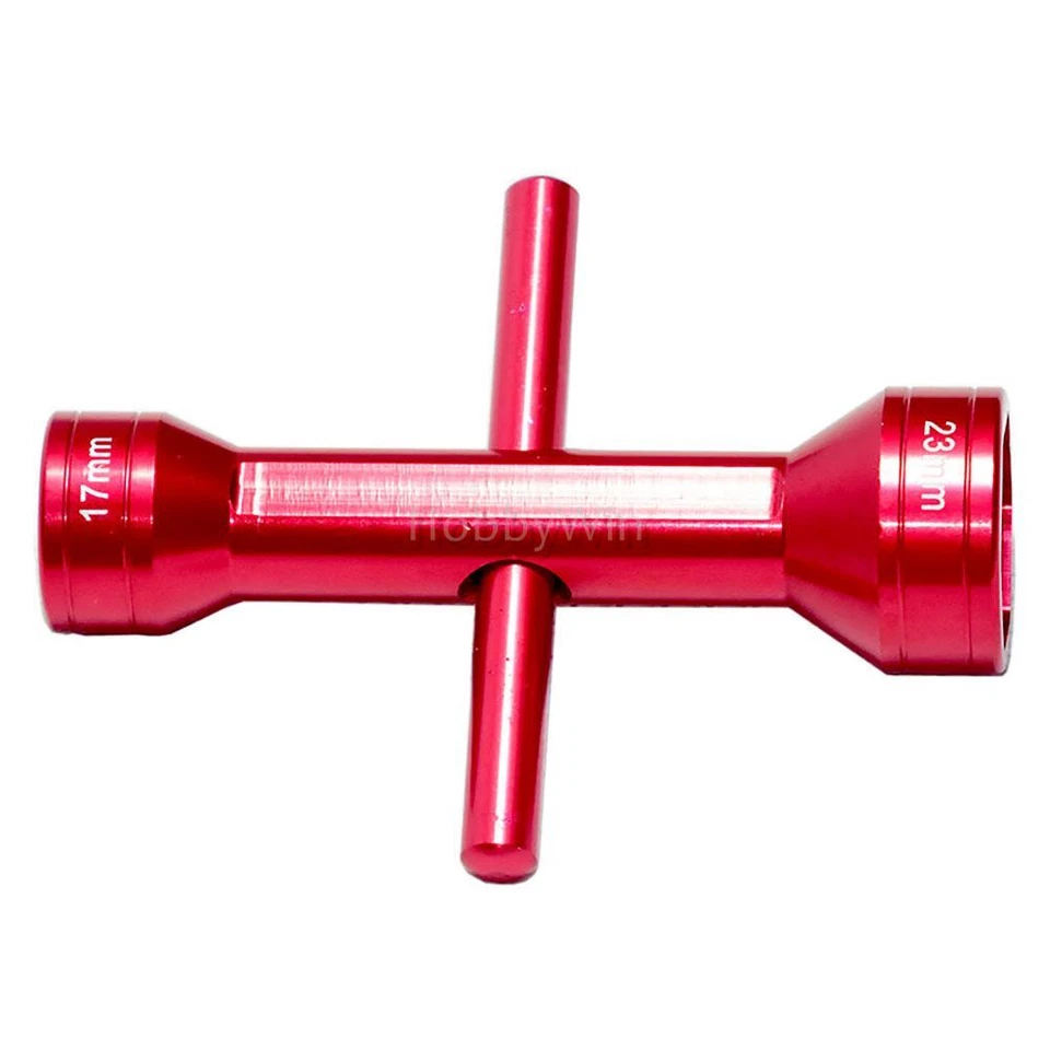 Llave hexagonal bidireccional roja 17 mm 23 mm aleación de aluminio modelo RC coche hobby herramientas de reparación Foto 4 de 4