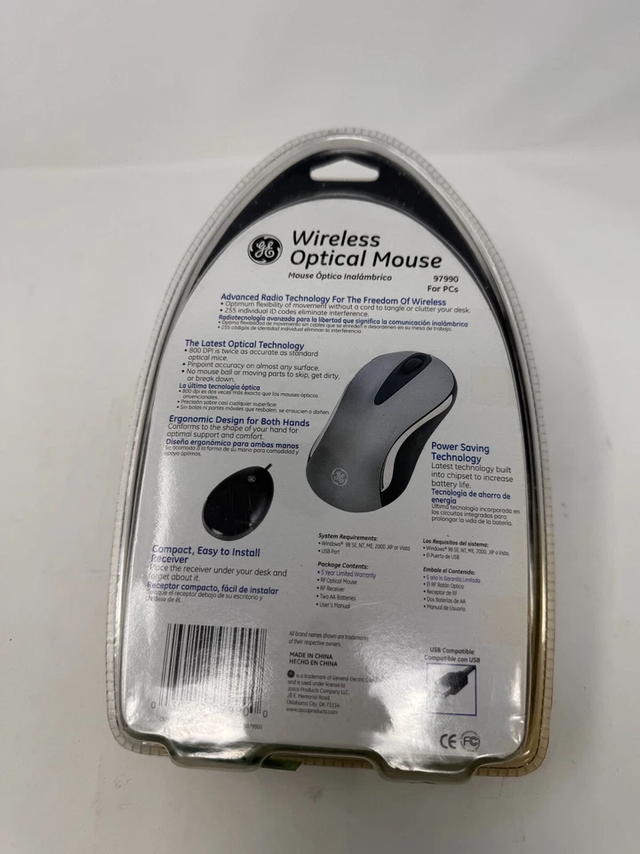 GE Wireless Optical Mouse + Receiver Model HO97990-Complete w/CD-ROM Instruction - Image 2 of 2