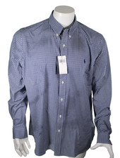 POLO Ralph Lauren Men's L Navy/White / Stitched Logo Button Down Shirt MSRP 125
