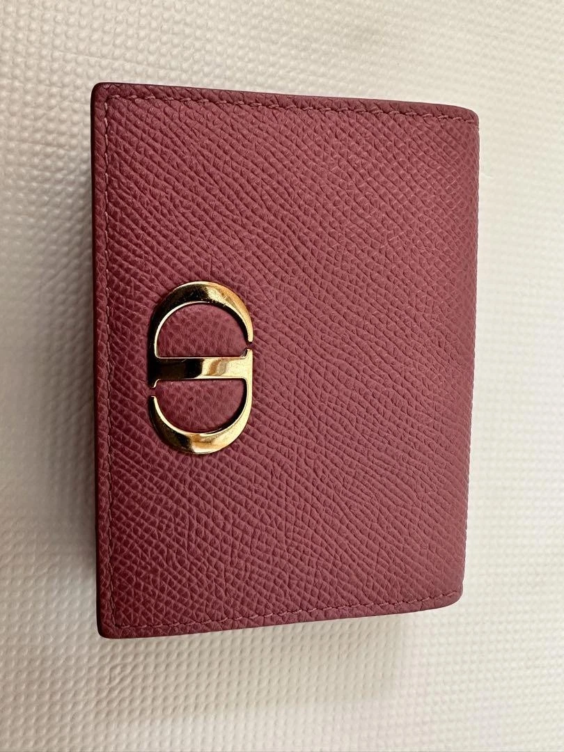 Portefeuille compact Dior 30 Montaigne rose grain veau occasion