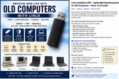 antiX Linux USB for Older Computers - Free Operating System - Install or Live