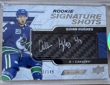 2019-20 Upper Deck Engrained Quinn Hughes Autograph /149 Rookie Signature Shots