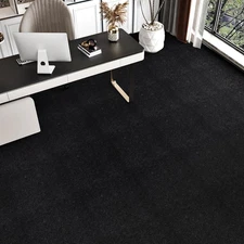 30PCS Black Carpet Tiles Peel and Stick Squares Non Slip Dark Carpets with Paddi