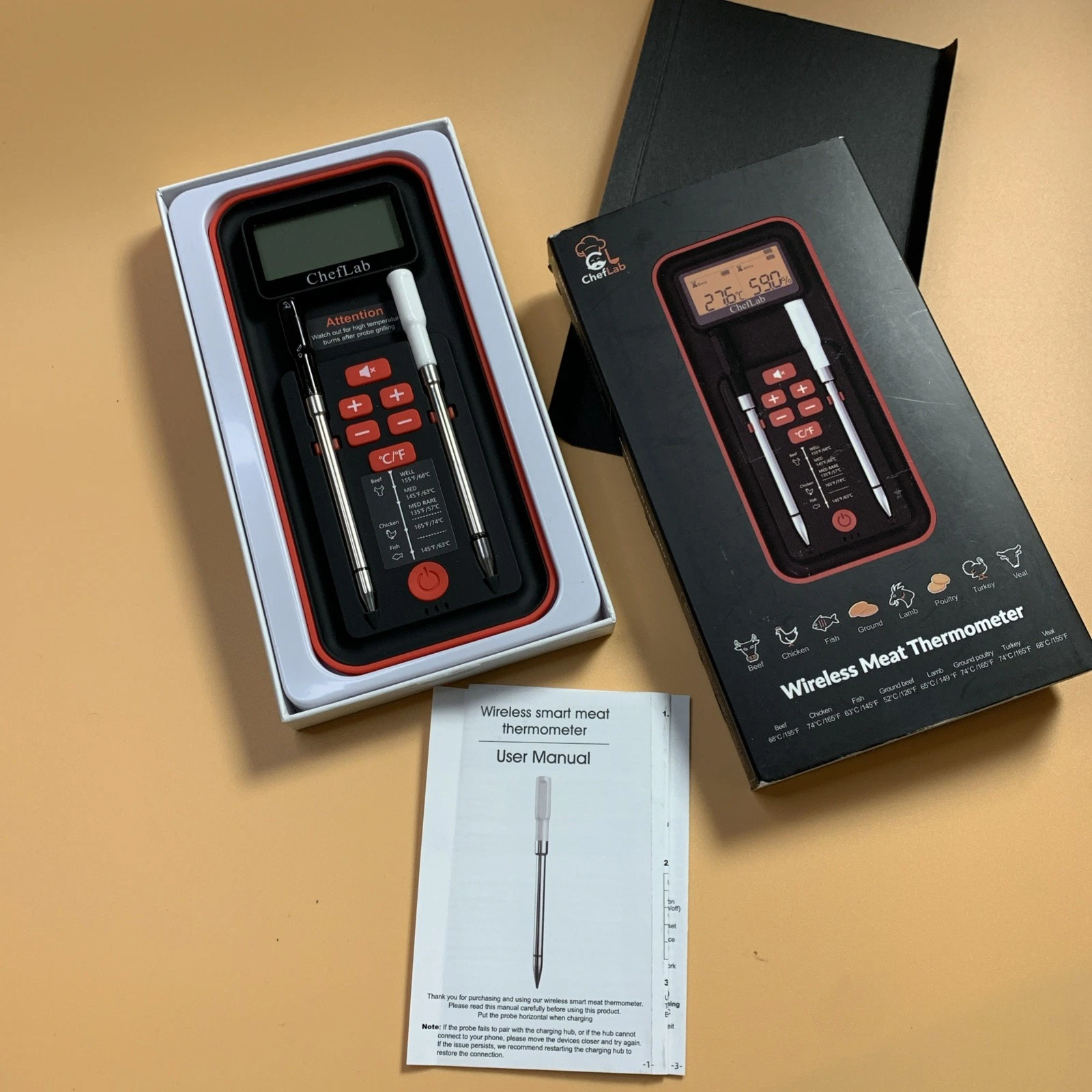 AI Meat Thermometer Wireless, 500ft Long Range Smart Digital Bluetooth
Opens in a new window or tab