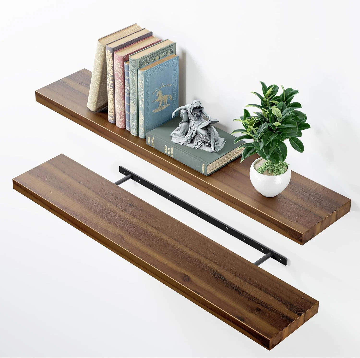 Set of 2 36" Acacia Floating Shelves for Wall – Rustic Farmhouse Floating Shelve