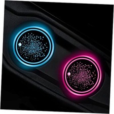 2 PCS LED Car Cup Holder Lights, 7 Colors Changing USB Charging Starry Sky