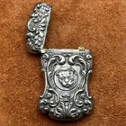 RARE BULL DOG BUTTON ACTIVATED ANTIQUE STERLING SILVER MATCH SAFE VESTA CASE 