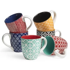 DOWAN Coffee Mugs Set of 6, 16 oz Large Porcelain Mug, Ceramic Tea Cups with ...