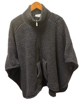 Calvin Klein Black Fleece Cape Poncho Jacket One Size, Zipper Front, Pockets