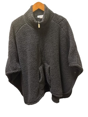 Calvin Klein Black Fleece Cape Poncho Jacket One Size, Zipper Front, Pockets