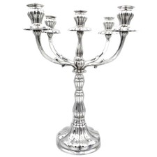 Gro&szlig;er 5-flammiger 800 Silber Kerzenleuchter Girandole im Barockstil H&ouml;he 40 cm